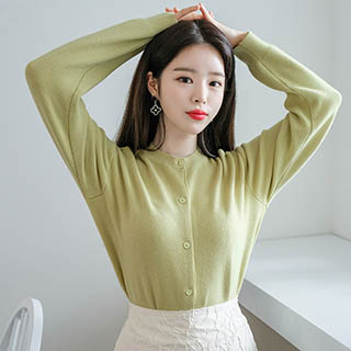 10컬러 스탠다드핏 심플 라운드넥 니트 가디건