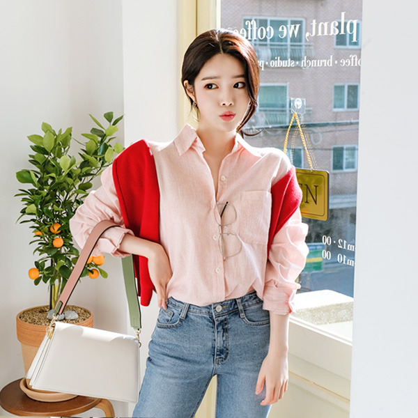 bs4935 캐쥬얼하게 입기 좋은 베이직 스트라이프 셔츠 blouse