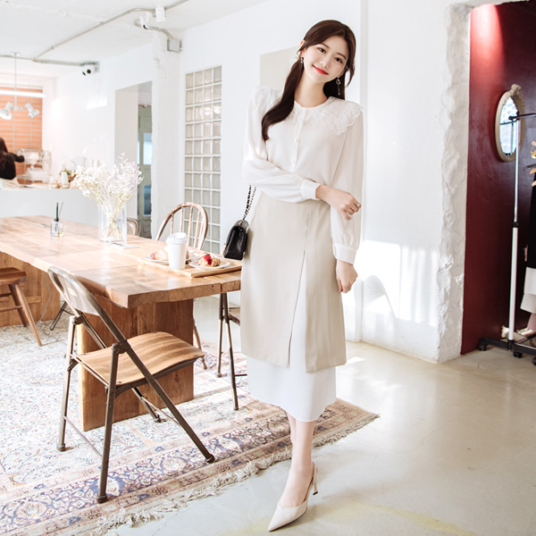 sk3961 스타일링에 특별함을 선사할 로맨틱 쉬폰배색 레이어드 롱스커트 skirt