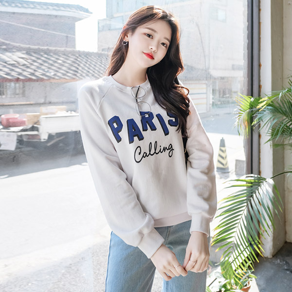 ts1930 청량한 블루톤 레터링 포인트의 데일리캐쥬얼 맨투맨티셔츠 tee
