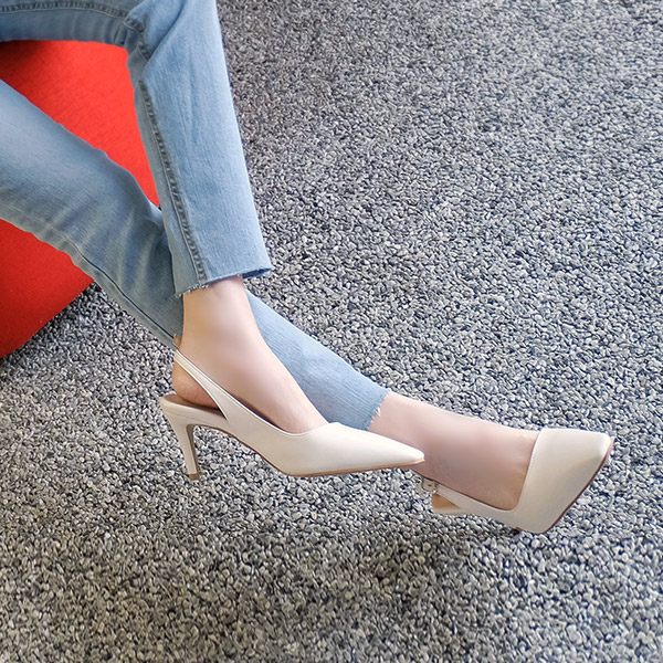 sh1799 슬림한 스퀘어 앞코 디자인으로 발목이 가늘어 보이는 슬링백 힐 shoes