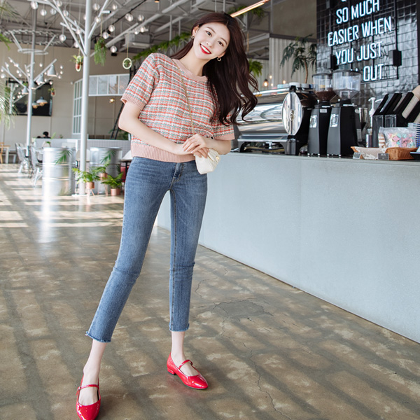 ps2074 쫀쫀하게 내 몸에 착 붙는 슬림핏의 일자 데님 팬츠 pants