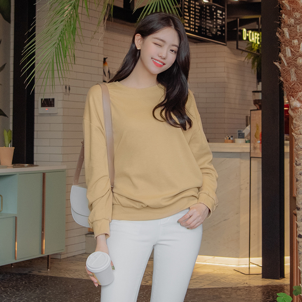 ts1935 12가지의 산뜻한 컬러들로 구성된 베이직한 디자인의 맨투맨 티셔츠 tee