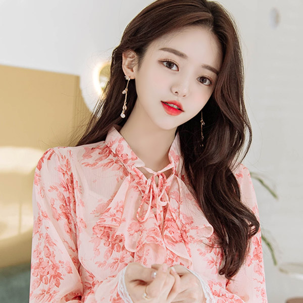 ac4384 꽃이 피어난 듯 사랑스러운 롱드롭 큐빅 이어링 earring