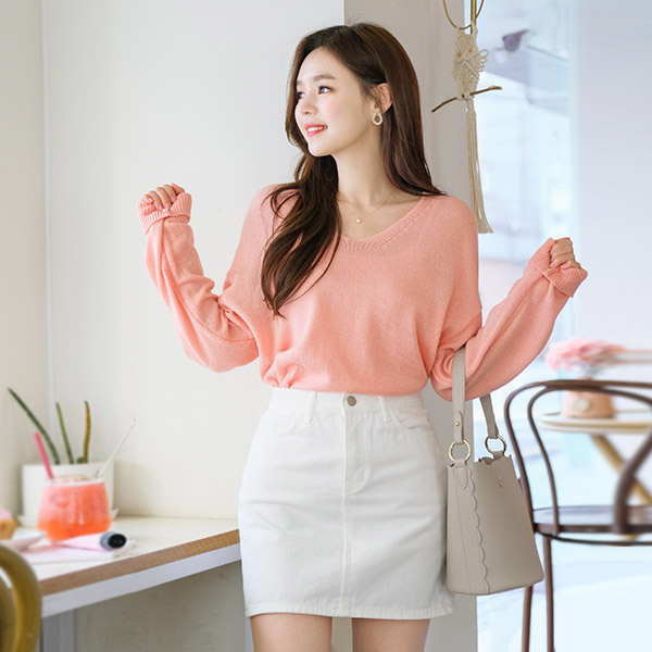 sk3985 어디에나 캐쥬얼하게 매치하기 좋은 슬림 A라인 코튼 미니 스커트 skirt