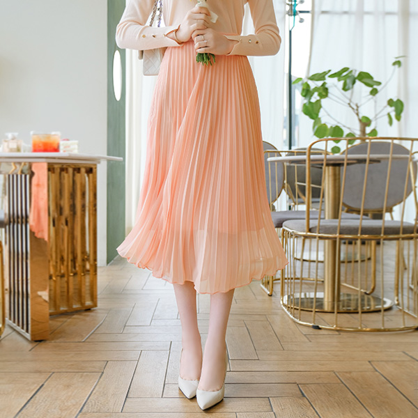 sk3999 독보적인 여신실루엣을 선사해줄 플리츠 디자인의 쉬폰 롱스커트 skirt