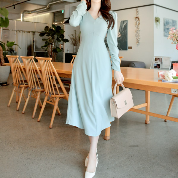 op8754 드레시한 무드 가득담은 파스텔컬러 셔링 원피스 dress
