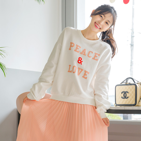 ts1959 상큼한 러브 레터링 배색포인트의 캐쥬얼 맨투맨티셔츠 tee