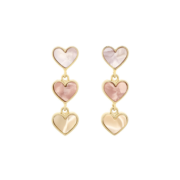 ac4443 자개처럼 은은함이 남다른 세개의 미니드롭 하트이어링 earring
