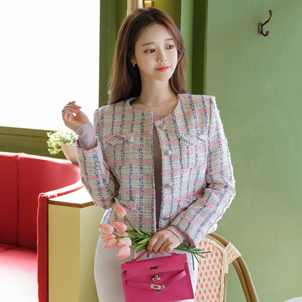 jk1187 경쾌한 느낌으로 산뜻하게 입기좋은 간절기 트위드 자켓 jacket