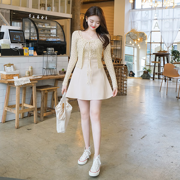 sk4037 사랑스러운 A라인 실루엣의 데일리 캐쥬얼 백밴딩 미니 스커트 skirt