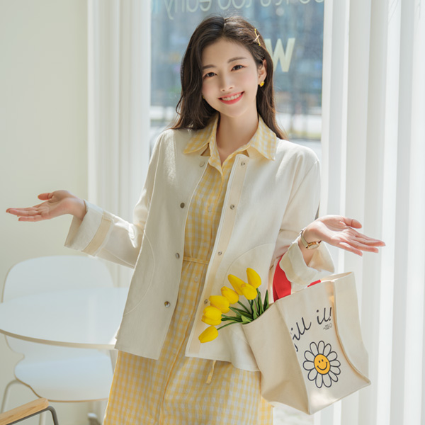 jk1194 둥근 포켓 디테일이 포인트인 캐쥬얼한 무드의 차이나카라 자켓 jacket