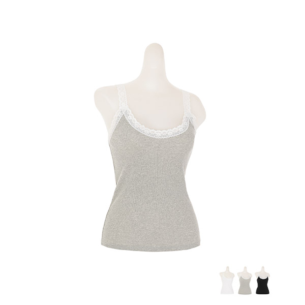 un289 편안한 골지소재와 귀여운 레이스 포인트로 특별하게 제작된 끈나시 sleeveles