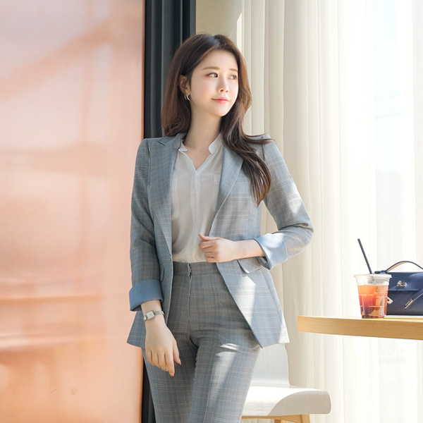 jk1199 클래식함속에 여성스러움이 담긴 퍼펙트핏 슬림 배색 체크 자켓 jacket