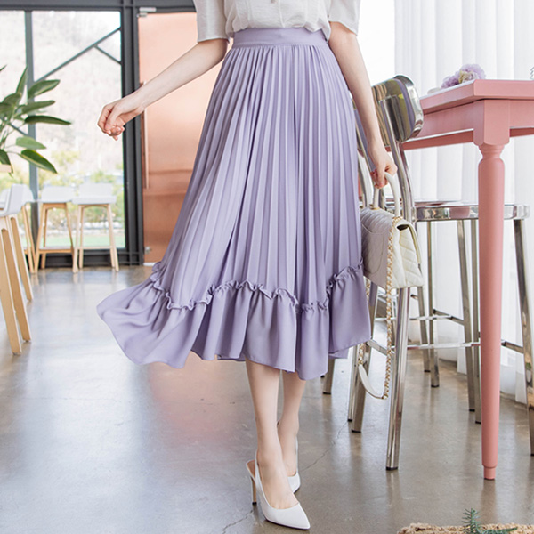 sk4083 풍성한 플리츠 쉐입으로 너무나 사랑스러운 플레어 롱 스커트 skirt
