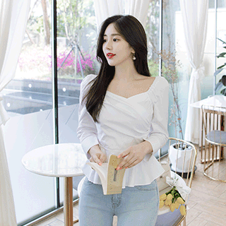 퍼프 7부 레글런 페플럼 여름 블라우스  