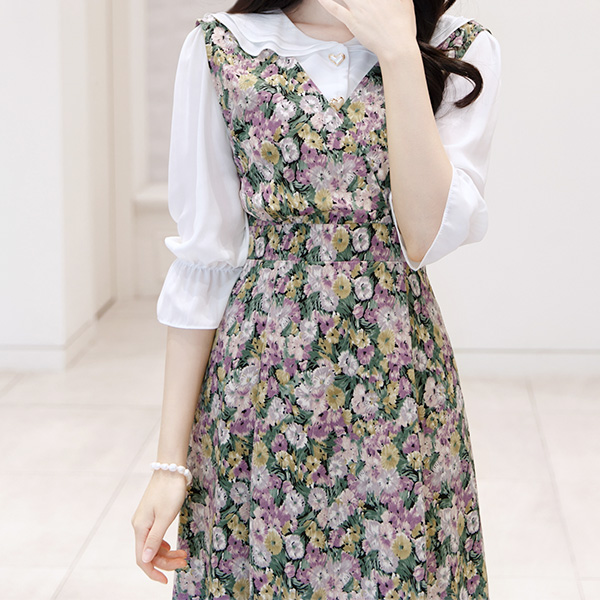bs5092 하트 쉐입 버튼으로 사랑스럽게 포인트 준 프릴 카라 블라우스 blouse