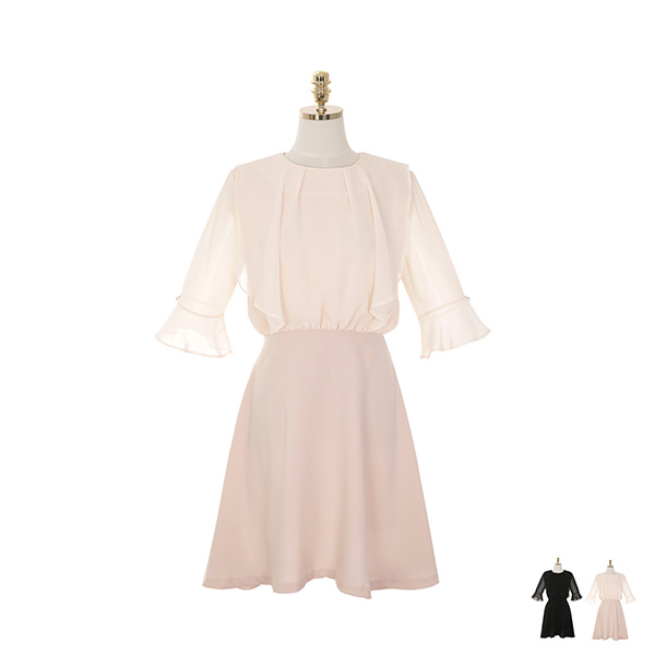 op9007 부드럽게 물결치는 쉬폰 패브릭이 돋보이는 일체형 A라인 미니 원피스 dress
