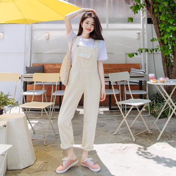 op9044 편안하면서도 큐트한 무드를 선사할 멜빵디자인의 점프수트 jumpsuit