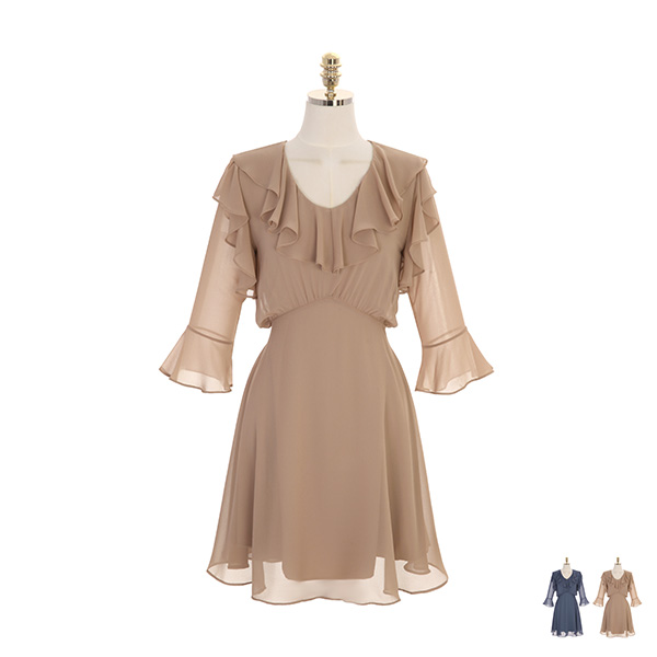 op9051 러블리한 무드의 프릴 디테일이 매력적인 뒷리본 쉬폰 원피스 dress