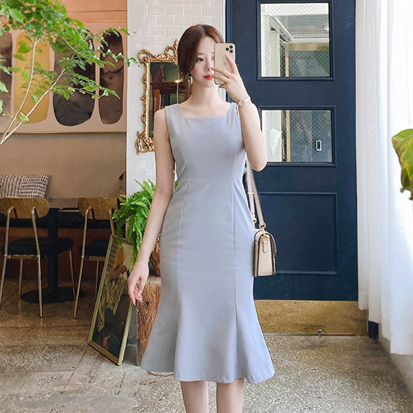 op9108 명불허전 머메이드 라인의 스퀘어넥 롱 서스펜더 원피스 dress