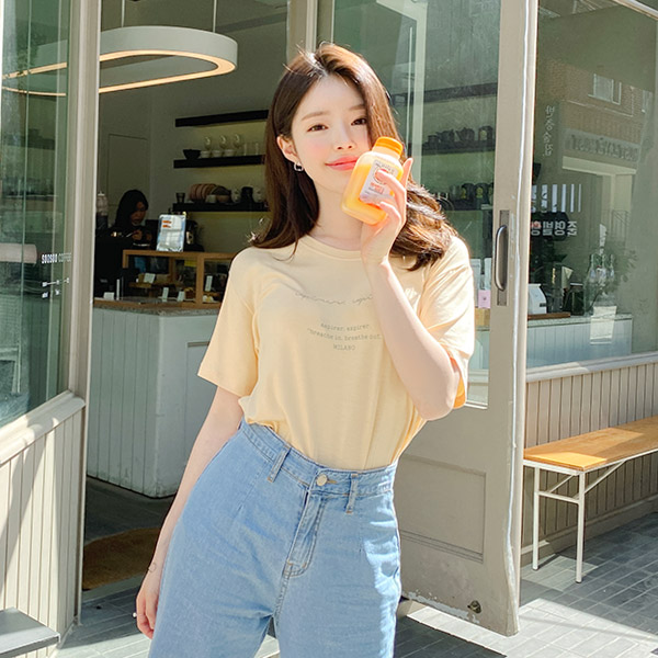 ts2053 모짜렐라 치즈처럼 쭉- 늘어나는 쫀쫀한 텐션감의 레터링 반팔티셔츠 tee