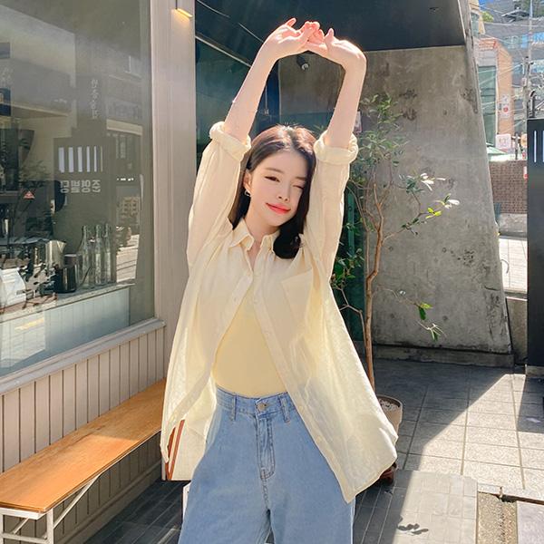 bs5145 린넨같은 터치감의 요거트마카롱 컬러라인 베이직 코튼남방 blouse