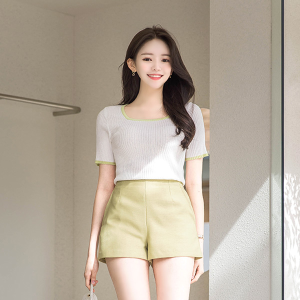 ps2191 퀄리티높게 완성된 스페셜한 컬러감의 세련된 슬림핏 하이웨이스트 심플 숏팬츠 pants