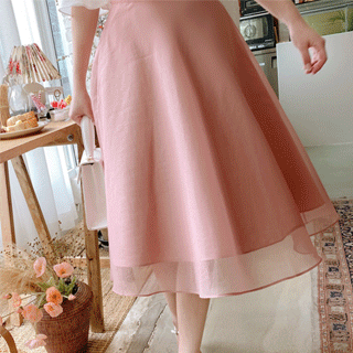 시스루 오간자 패브릭으로 고급스럽게 완성된 플레어 이중 스커트 skirt 벚꽃룩