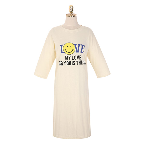 op9185 넉넉한 핏감으로 편안하게 착용되는 러브 스마일 트임 원피스 dress
