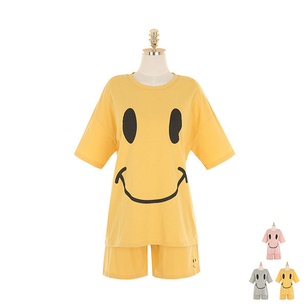 op9190 편안하게 착용되는 루즈핏 반팔 티셔츠와 밴딩 숏팬츠 투피스 세트 two piece set
