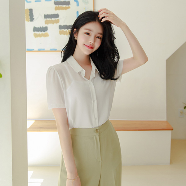 bs5174 언제나 어디서나 함께하기 좋은 찰랑패브릭 베이직 블라우스 blouse