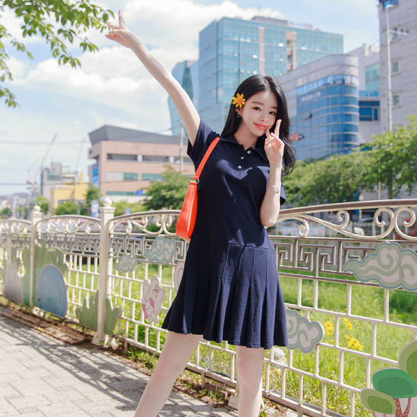 op9212 플리츠 스커트가 더해져 러블리한무드의 피케카라 원피스 dress