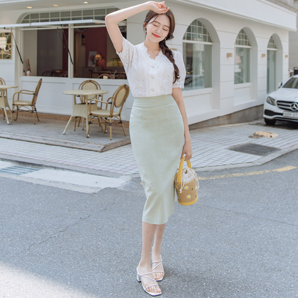 sk4151 상큼화사한 컬러 구성의 썸머 린넨 라미소재 베이직 H라인 미디 여름 스커트 skirt