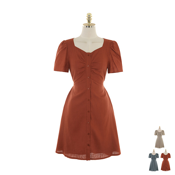 op9200 더운 날씨에도 끄덕없는 린넨 소재 가슴 셔링 A라인 미니 원피스 dress