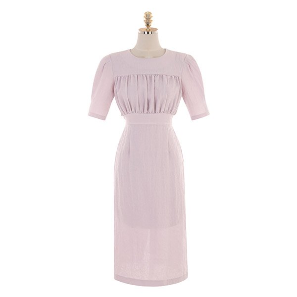 op9202 바스트 라인의 셔링 디테일이 돋보이는 H라인 미디 원피스 dress