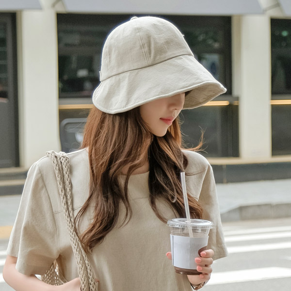ac4520 페이스라인을 슬림하게 연출해주는 와이어 린넨 버킷햇 hat