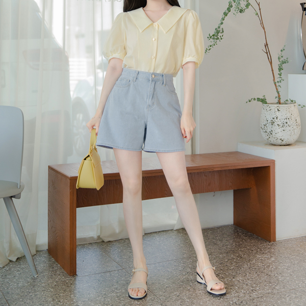 ps2234 언제든 함께하기 좋은 4부기장의 와이드 숏 데님팬츠 pants