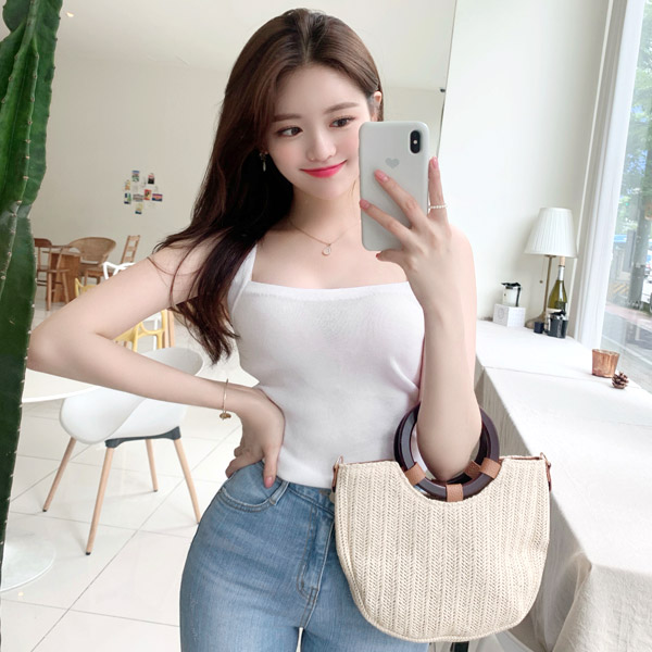 bg1082 빈티지하고 내추럴한 무드의 밀짚 라운드 우드 토드,숄더백 bag
