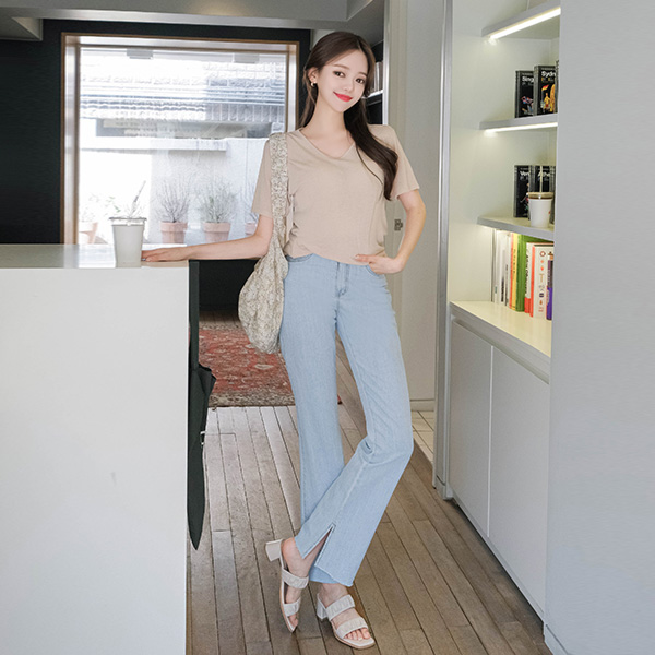 ps2256 특별한 안쪽 트임 디테일의 부츠컷 와이드핏 데님 팬츠 pants