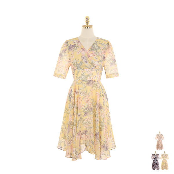 op9369 화사한 플라워 패턴으로 완성된 플레어 라인 원피스 dress
