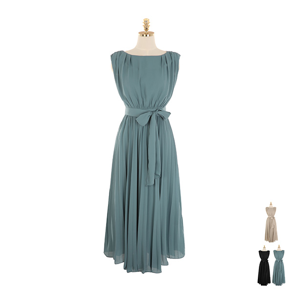 op9371 드레시한 실루엣이 연출되는 플리츠 언발 롱 원피스 dress