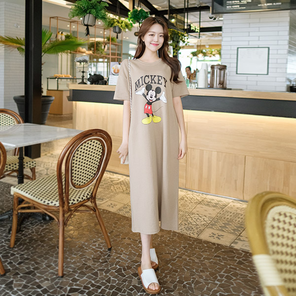 op9433 누구나 편안하게 즐기기 좋은 디즈니 정품 미키마우스 롱 원피스 dress