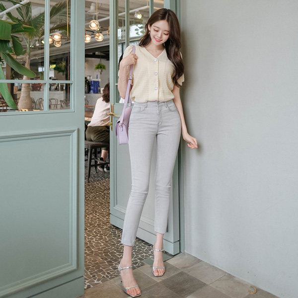 ps2284 뮤트한 그레이 컬러감이 매력적인 슬림일자 데님 팬츠 pants