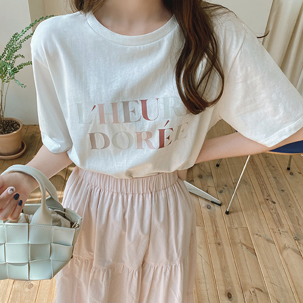 ts2139 감각적인 컬러 배리에이션의 레터링이 사랑스러운 소프트 실켓 반팔 티셔츠 tee