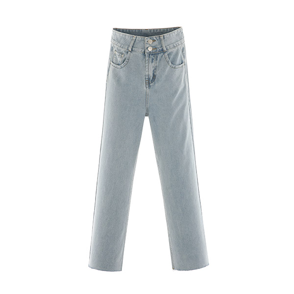 ps2299 하이웨스트 디자인으로 완성된 투버튼 디테일의 와이드 데님 팬츠 pants