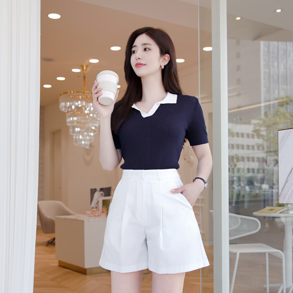 nt2220 포인티하게 즐기기 좋은 카라 배색 니트 knit