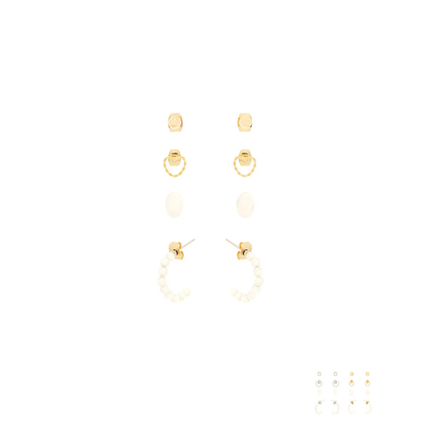 ac4573 로맨틱한 무드로 완성된 4피스 구성의 이어링 세트 earring