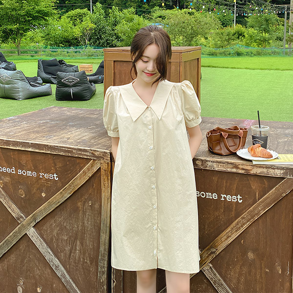 op9532 걸리쉬한 무드의 빅카라 미니 원피스 dress