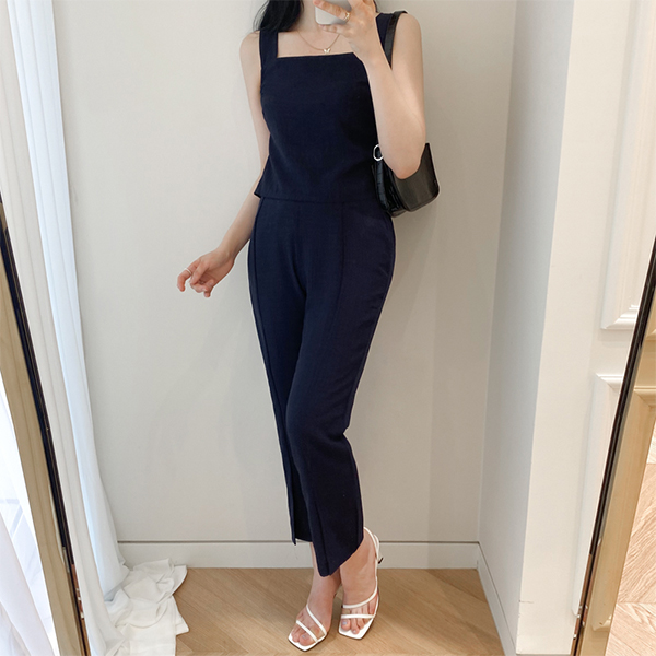 op9492 시원한 여름 소재로 완성된 나시 탑, 롱 팬츠 구성의 투피스 세트 two piece set